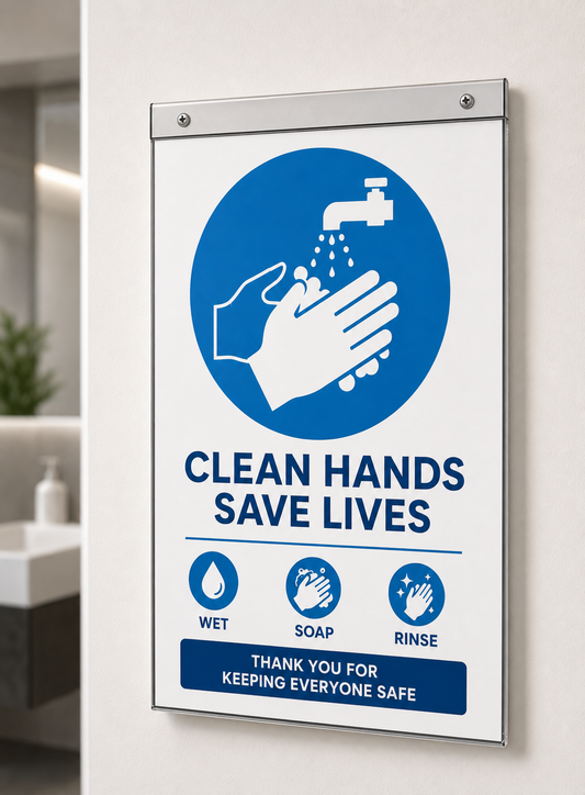 WALL / WINDOW SIGN HOLDER WITH WITH DRILL HOLES