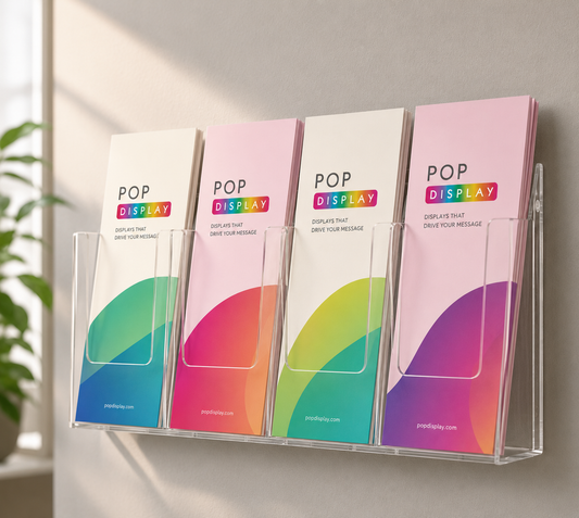WALL MOUNTED 4 POCKET FREESTANDING LEAFLET DISPENSERS