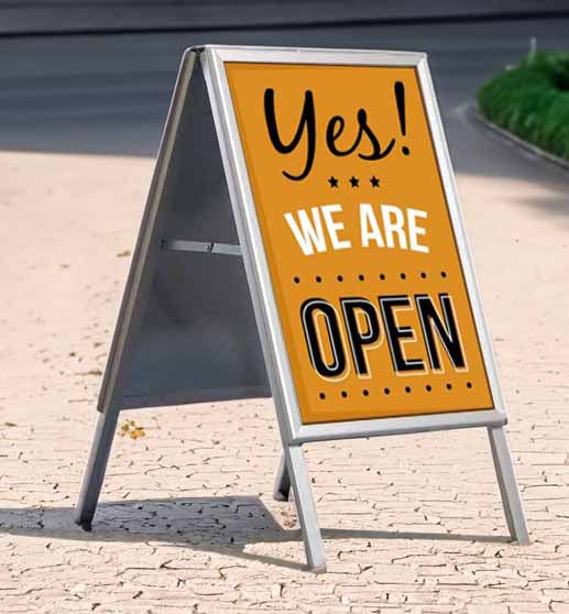 A Boards Silver Aluminium Double Sided Pavement Sign