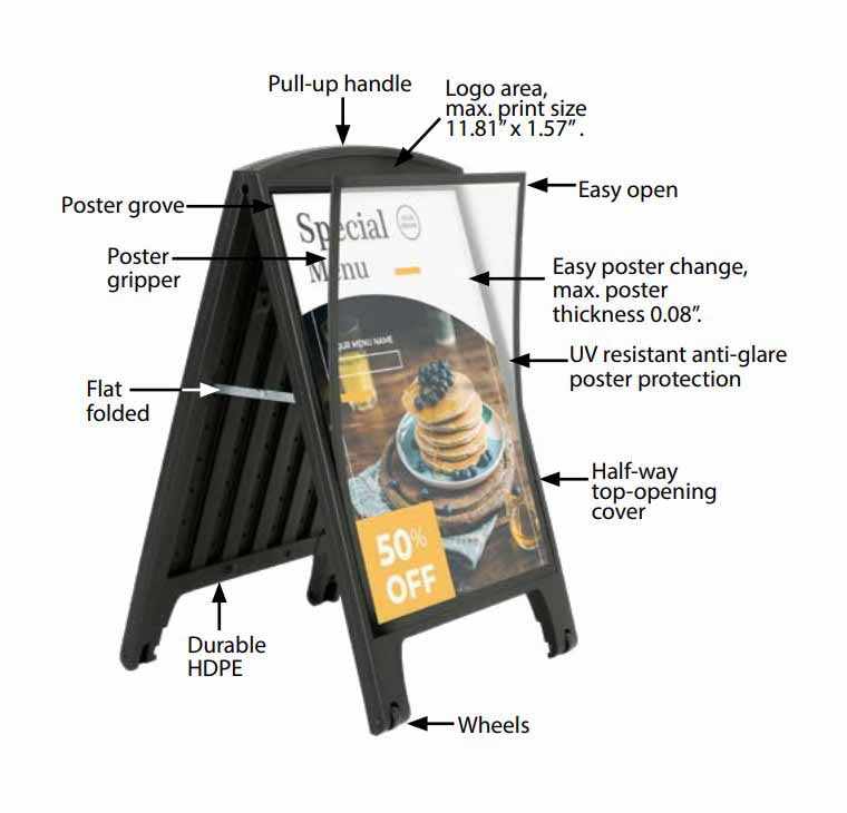 A1 Street SignPro Deco Black A Board Double Sided Pavement Sign