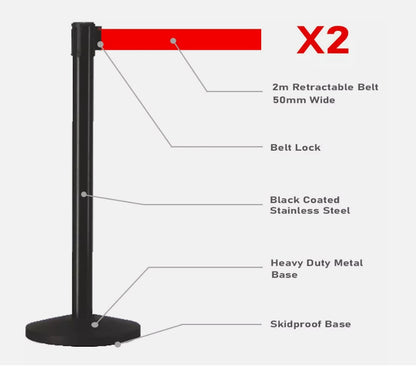 RETRACTABLE QUEUE BARRIERS