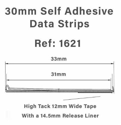 30mm SHELF EDGE DATA STRIPS WITH SELF ADHESIVE