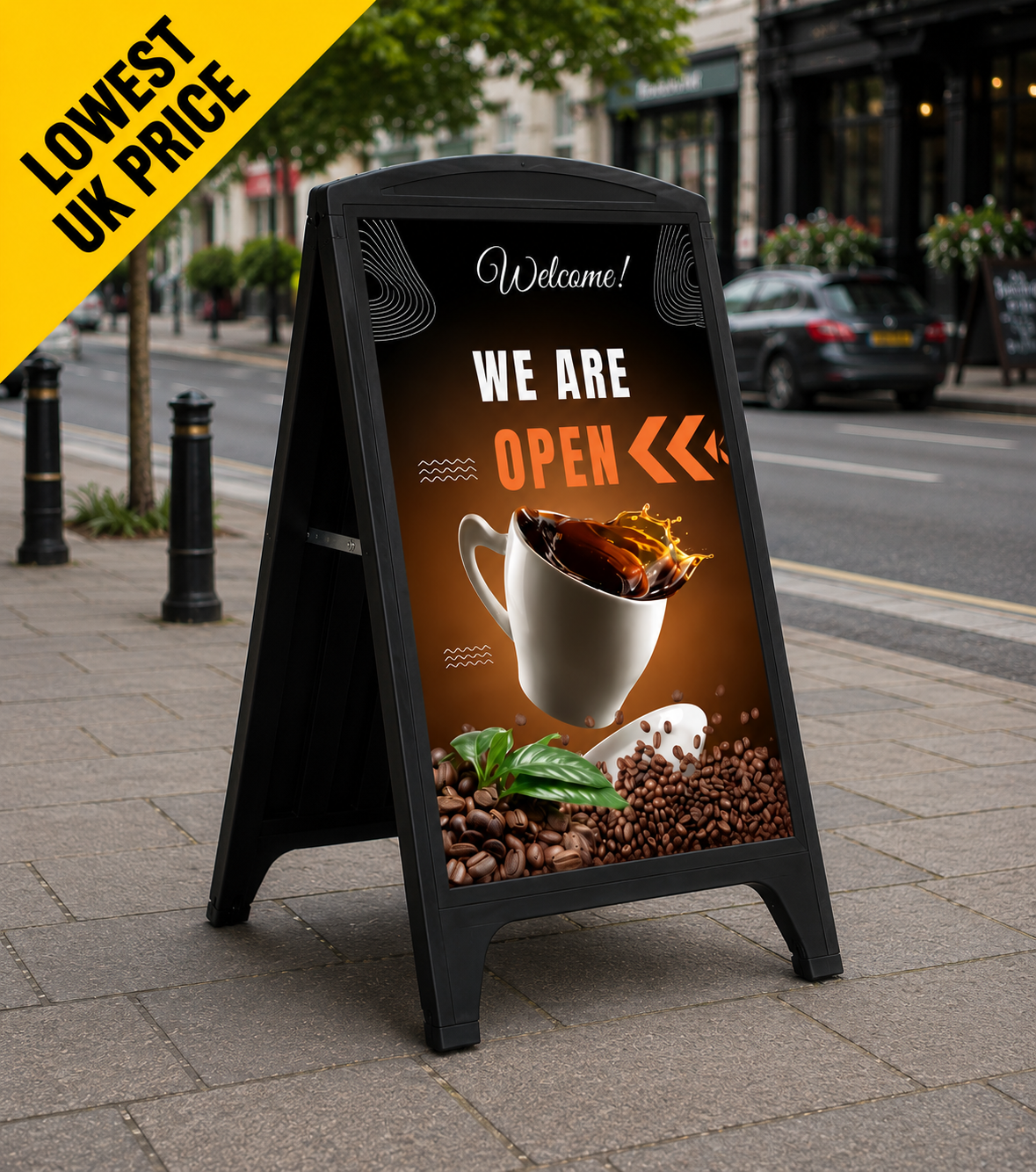 A1 Street SignPro Deco Black A Board Double Sided Pavement Sign
